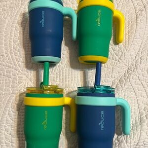 Reduce Double-Walled Insulated Kids Cups - Blue & Green 14 Oz